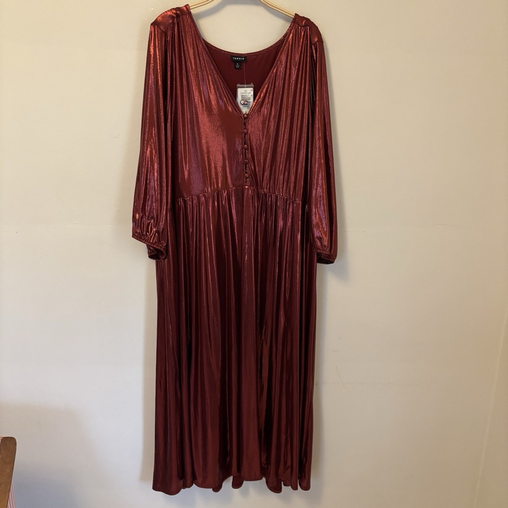 NEW Torrid Red Liquid Knit Midi Dress Metallic Holiday Christmas‎ 4X